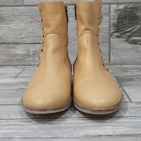 BASKE California "Cactus" Leather Woven Lattice Pattern Zip-Up Ankle Boots - Picture 7 of 16